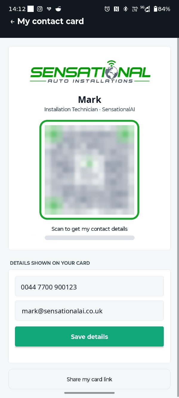 Digital contact card with QR