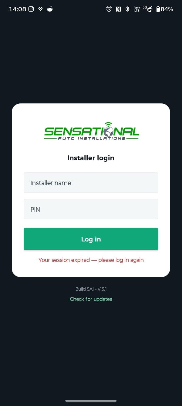 Installer login