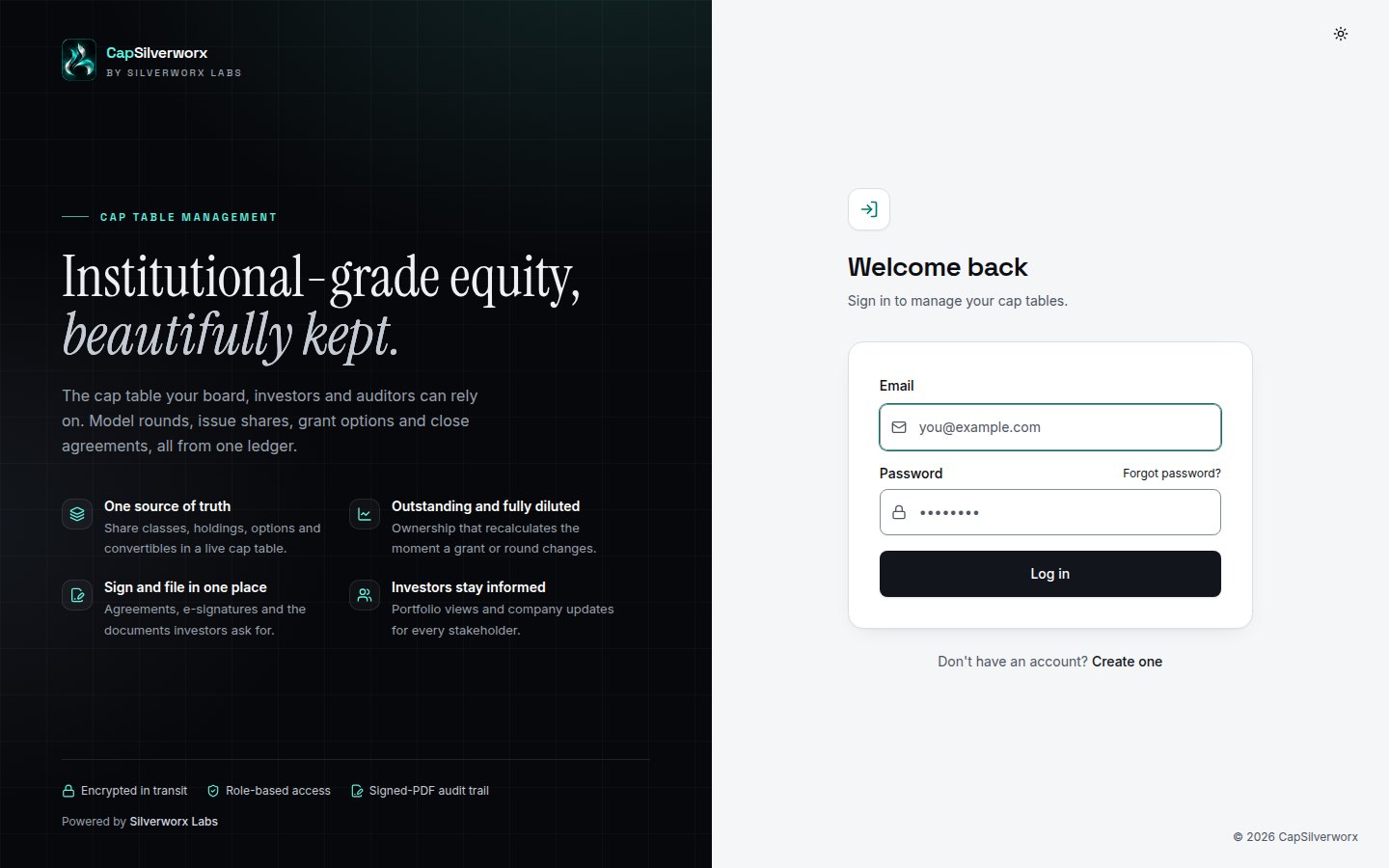 CapSilverworx: sign-in and overview